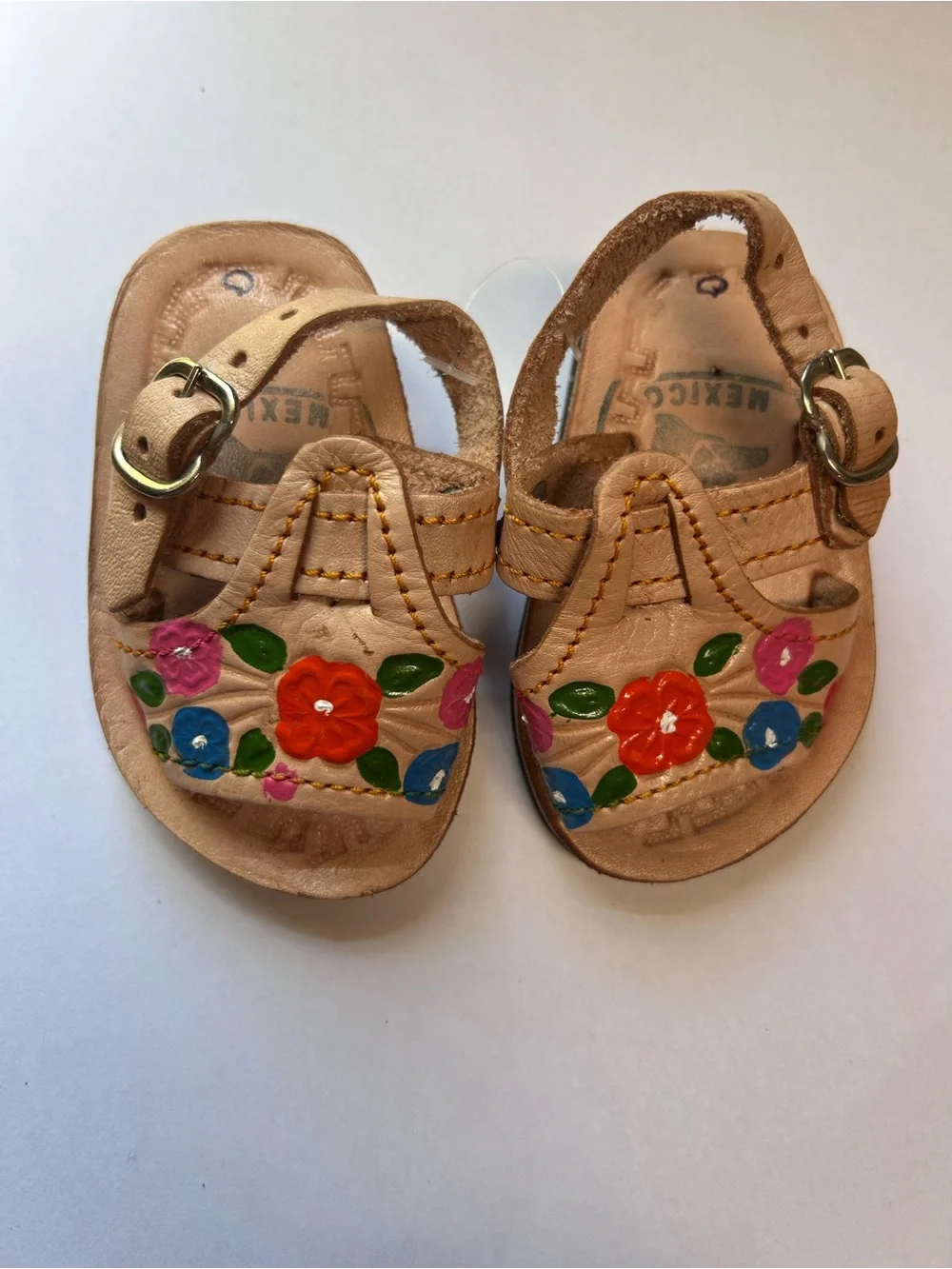 Vintage Traditional Handmade Mexican Leather Toddler Huaraches Sandals Size 3